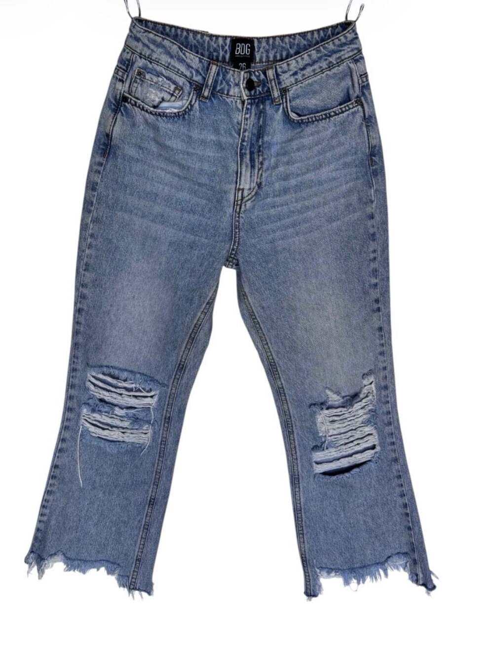 BDG Urban Outfitters High-Rise Distressed Raw Hem Kick Flare Jeans